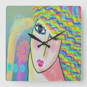 Original Abstract Painting Square Wall Clock