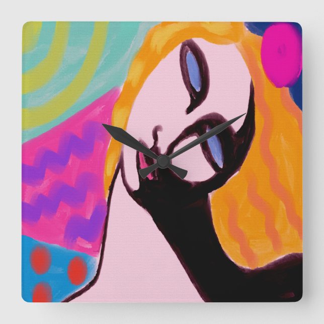 Original Abstract Painting Square Wall Clock (Front)