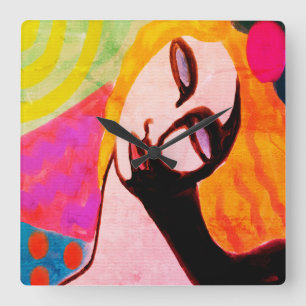 Original Abstract Painting Square Wall Clock