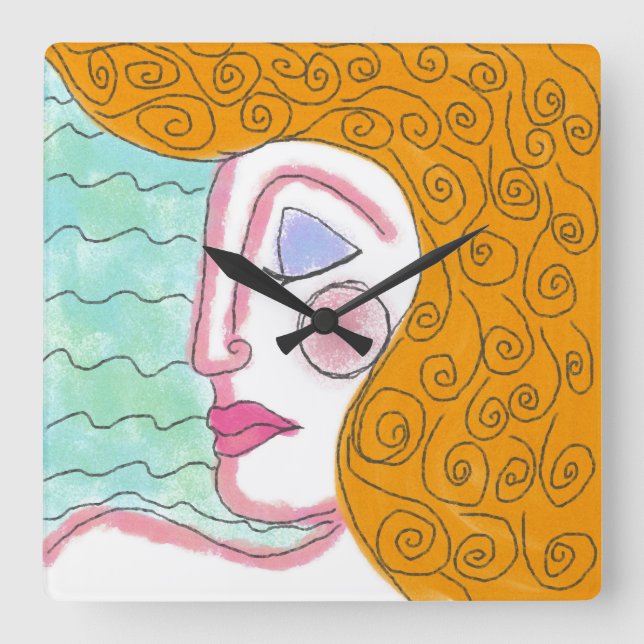 Original Abstract Painting Square Wall Clock (Front)
