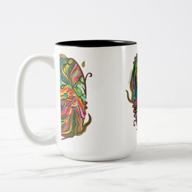 Original Abstract Portal Pattern Two-Tone Coffee Mug (Left)