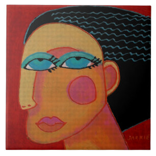Original Abstract Portrait of a Woman Tile