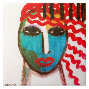 Original Abstract Portrait of a Woman Tile