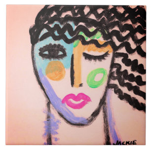Original Abstract Portrait of a Woman Tile