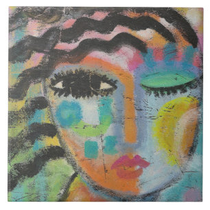 Original Abstract Portrait on OSB Board Tile