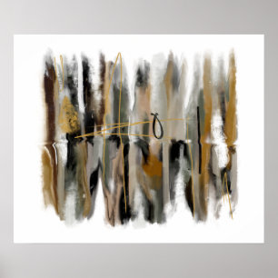 Original Abstract Wall Art Grey Black White Gold