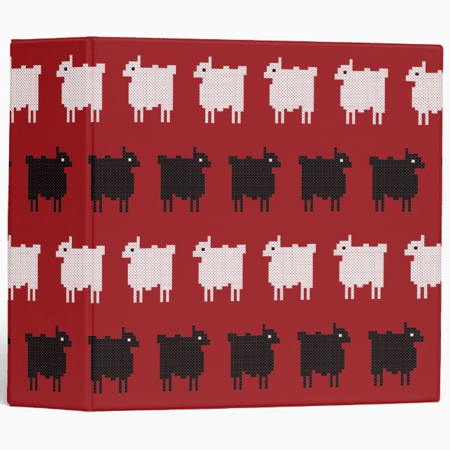 Original Animal Cross-stitch white and black sheep Binder (Front/Spine)