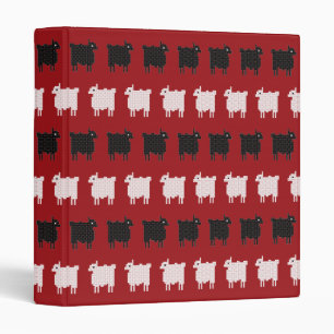 Original Animal Cross-stitch white and black sheep Binder
