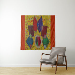 Original art abstract squares diamonds patterns tapestry