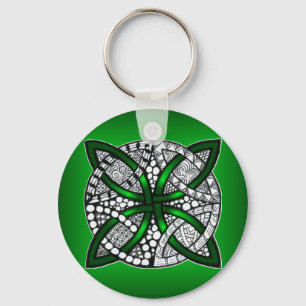 Original Art Celtic Knot Green Keychain