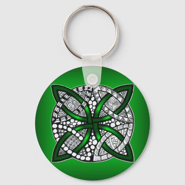 Original Art Celtic Knot Green Keychain (Front)