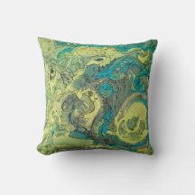 Original Art Design Abstract Green Throw Pillow