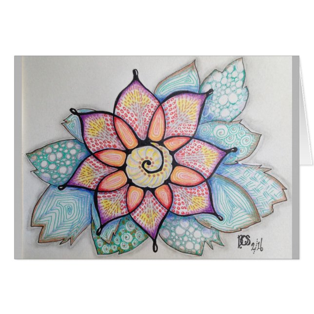 Original art drawing blank card, customizable. (Front Horizontal)
