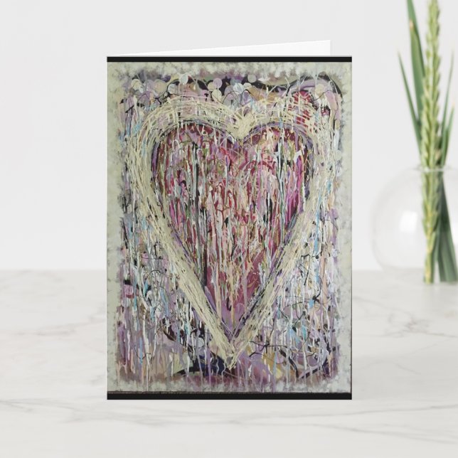 Original Art Heart Painting Valentine Card (Front)