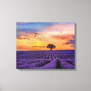 Original Art Lone Tree Peaceful Scenery Canvas Print