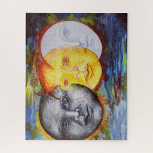 Original art sun moon eclipse jigsaw puzzle