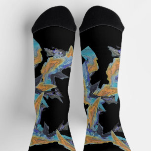 Original Artwork in Shades of Blue and Orange Socks