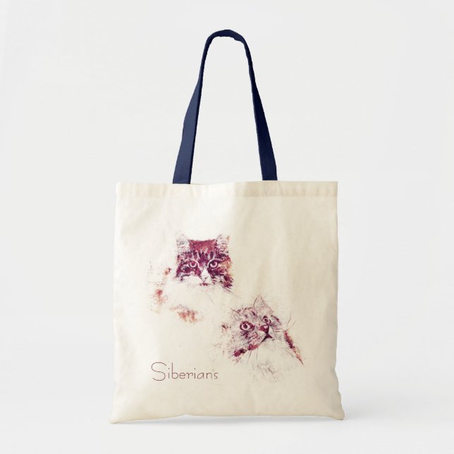 Original Artwork Siberian Cats Tote Bag (Front)