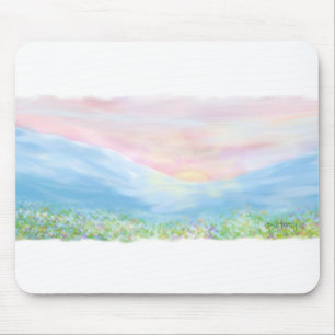 original artwork, sunrise over the mountains mouse pad