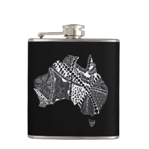 Original Australia Map Art - Choose Your Colour Hip Flask