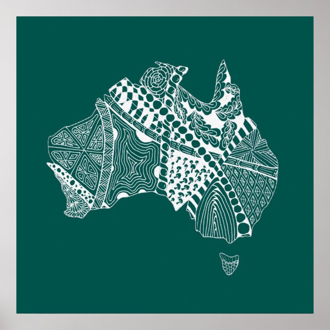 Original Australia Map Art - Choose Your Colour Poster (Front)