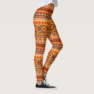 Original Aztec pattern stylish orange and brown Leggings