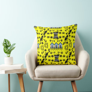 Original Beach Sand And Sea Themed Throw Pillow