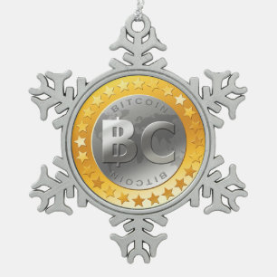 Original Bitcoin Logo BC Flake Christmas Ornament