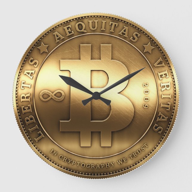 Original Bitcoin Logo Symbol Large Wall Clock (Front)