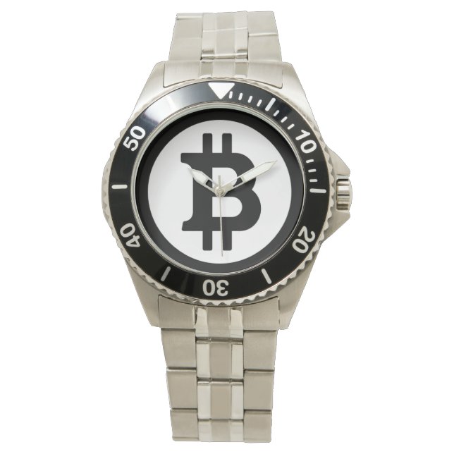 Original Black Bitcoin Symbol Logo Wrist Watch (Front)