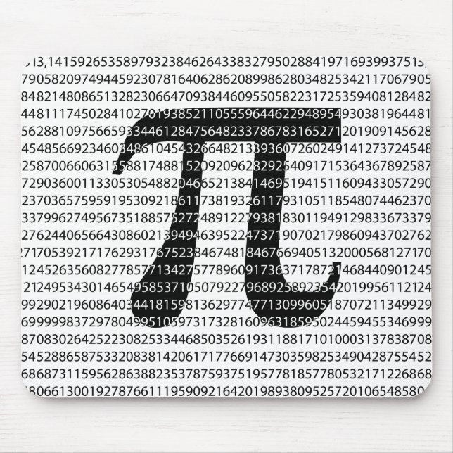Original black number pi day mathematical symbol mouse pad (Front)
