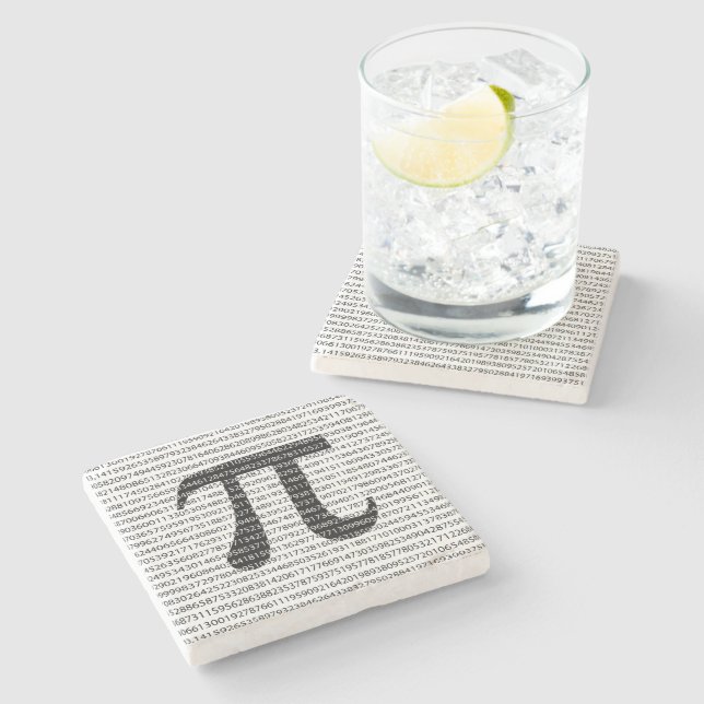 Original black number pi day mathematical symbol stone coaster (Side)