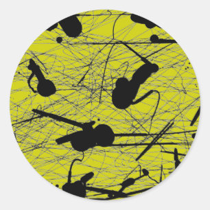 Original Black Splatter Painting Classic Round Sticker