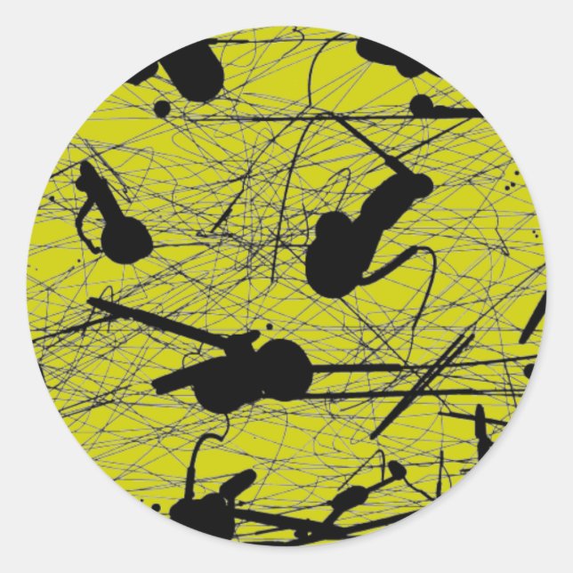 Original Black Splatter Painting Classic Round Sticker (Front)