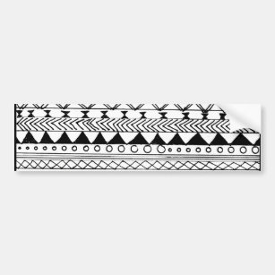 Original black white hand drawn aztec pattern bumper sticker