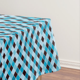 Original blue colourful lozenge seamless tweed tablecloth