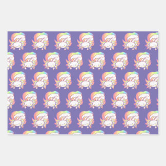Original Bright Colourful Axolotl Art Wrapping Paper Sheet
