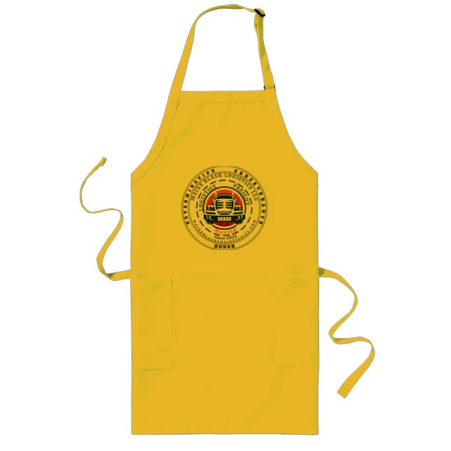 original business logo grey and blue long apron (Front)