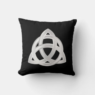 Original Celtic Triquetra Knot silver icon Throw Pillow