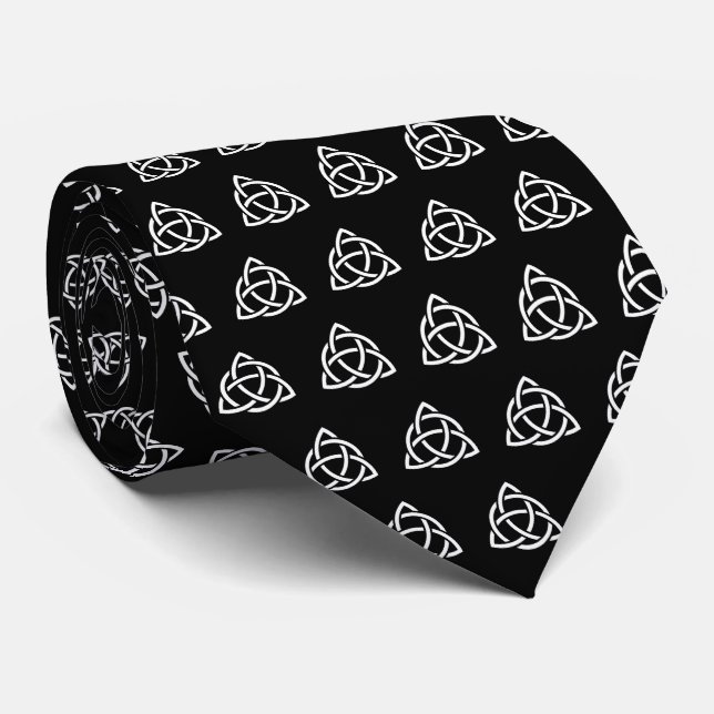Original Celtic Triquetra Knot white icon pattern Tie (Rolled)