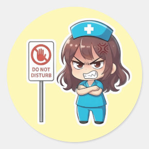 Original Chibi Nurse 2.0 - Focus Mode Classic Round Sticker