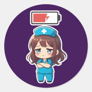Original Chibi Nurse 3.0 - Powerless Classic Round Sticker