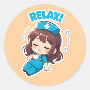 Original Chibi Nurse 3.0 - Relax Classic Round Sticker