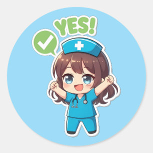 Original Chibi Nurse 3.0 - Yes Classic Round Sticker