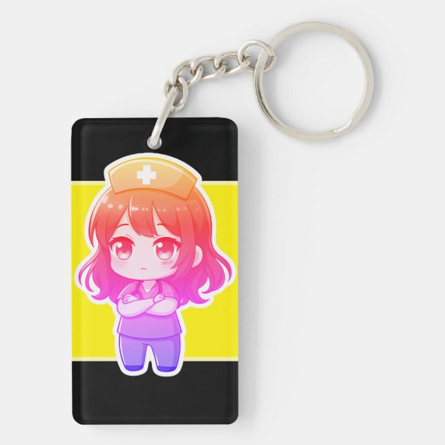 Original Chibi Nurse - Professional Calm Keychain (Back)