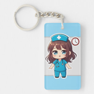 Original Chibi Nurse - Racing Against Time Keychain