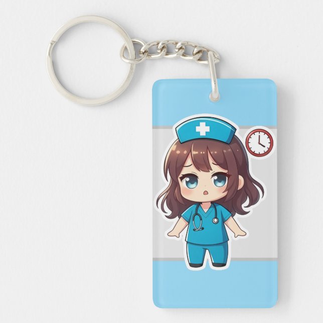 Original Chibi Nurse - Racing Against Time Keychain (Front)