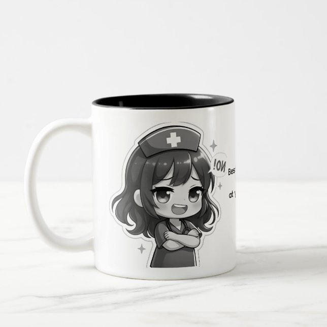 Original Chibi Nurse - Sassy Nursing Life Two-Tone Coffee Mug (Left)