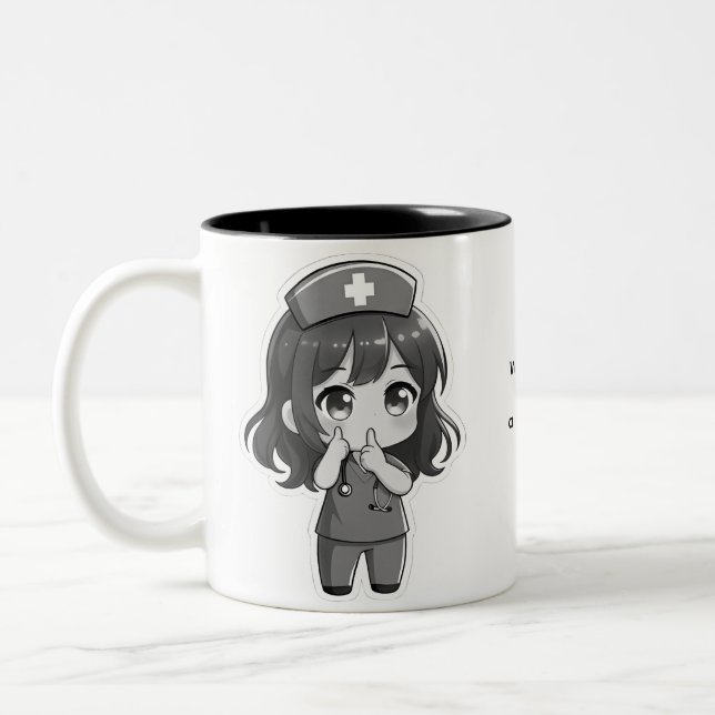 Original Chibi Nurse - The Midnight Hush Two-Tone Coffee Mug (Left)