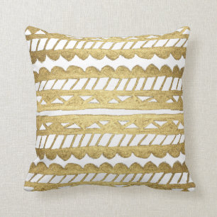 Original chic faux gold paint modern aztec throw pillow